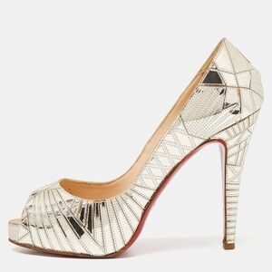 Christian Louboutin / Very Galaxy mosaic art deco gold 100 mm Mirrored Heel 37 7